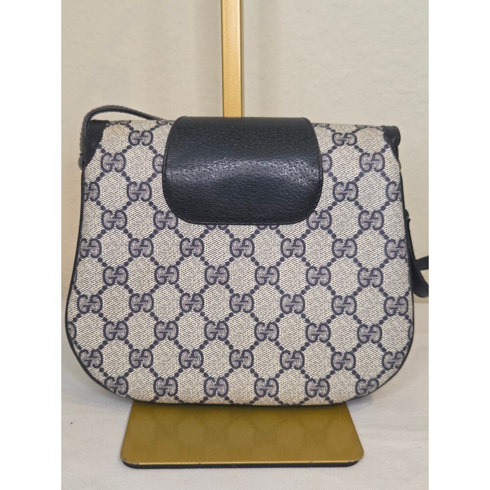 Gucci GG Supreme Navy Crossbody Bag Small Saddle Bag Italy Vintage Ophidia - Picture 3 of 15